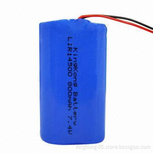14500 Li-ion Cylinder Battery, 7.4V 800mAh Battery